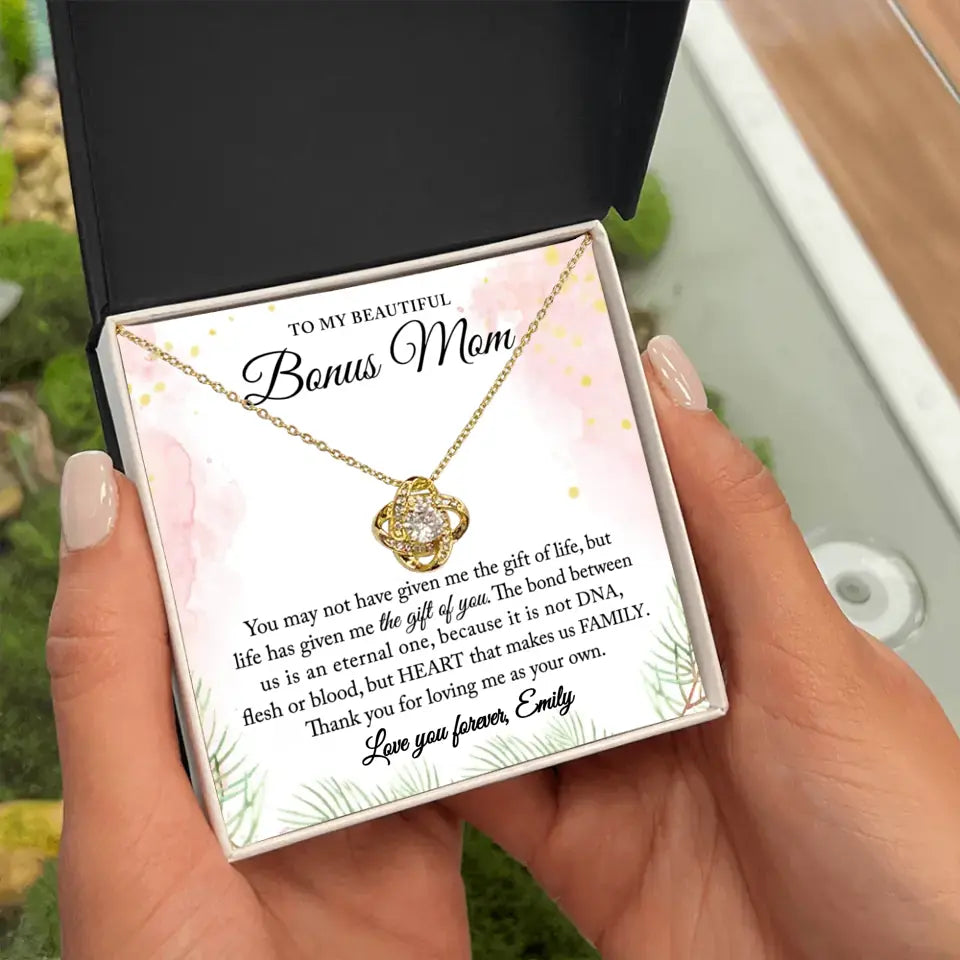 Personalized Gift for Bonus Mom - Love Knot Necklace
