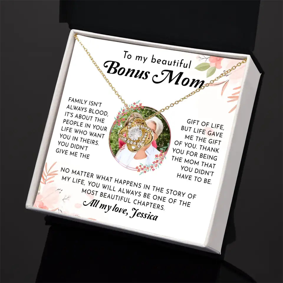 Custom Gift for Bonus Mom - Love Knot Necklace