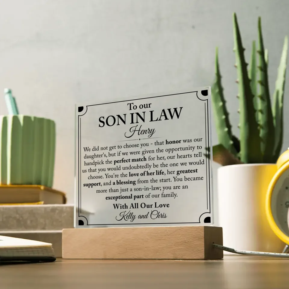 Gift For Son In Law, Son In Law Gift From Parents In Laws - Custom Plaque - A50