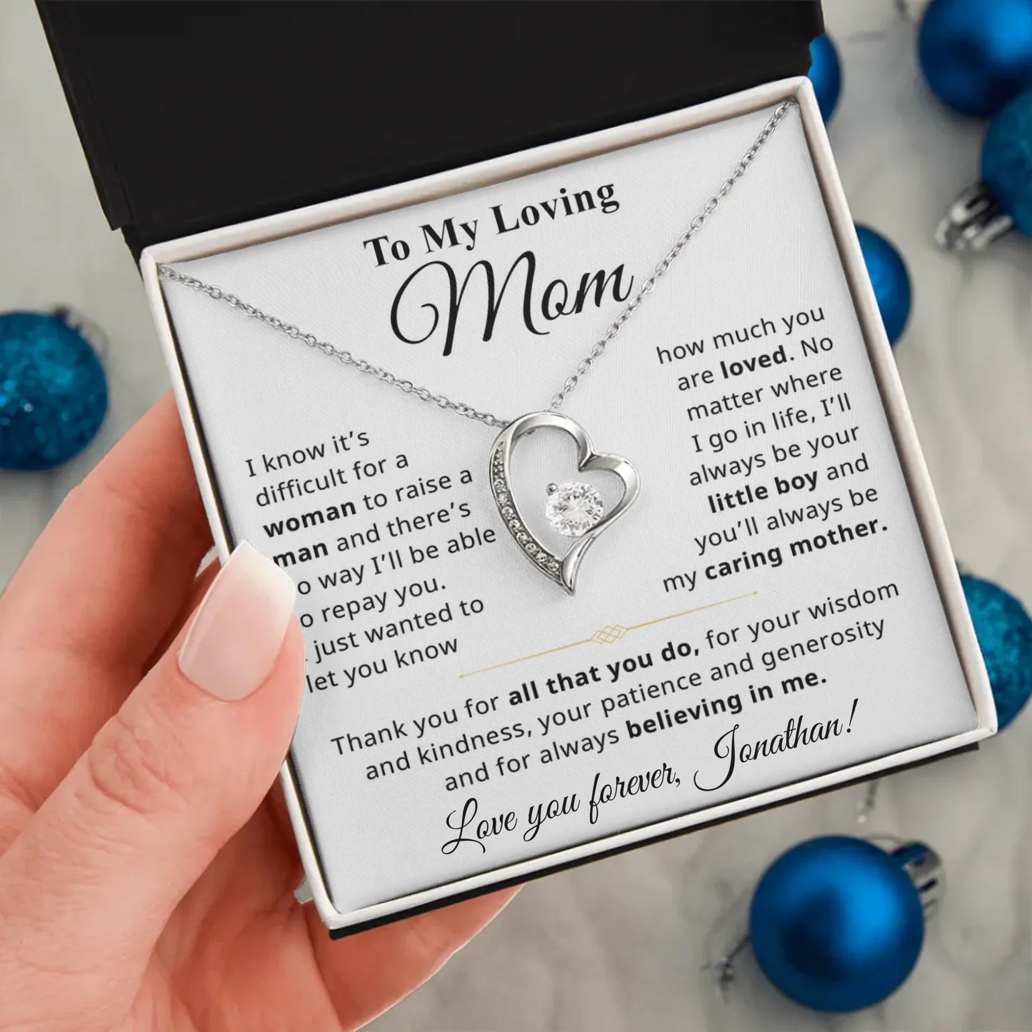 Gift For Mom From Son - Personalizable Necklace Gift Set - MN02