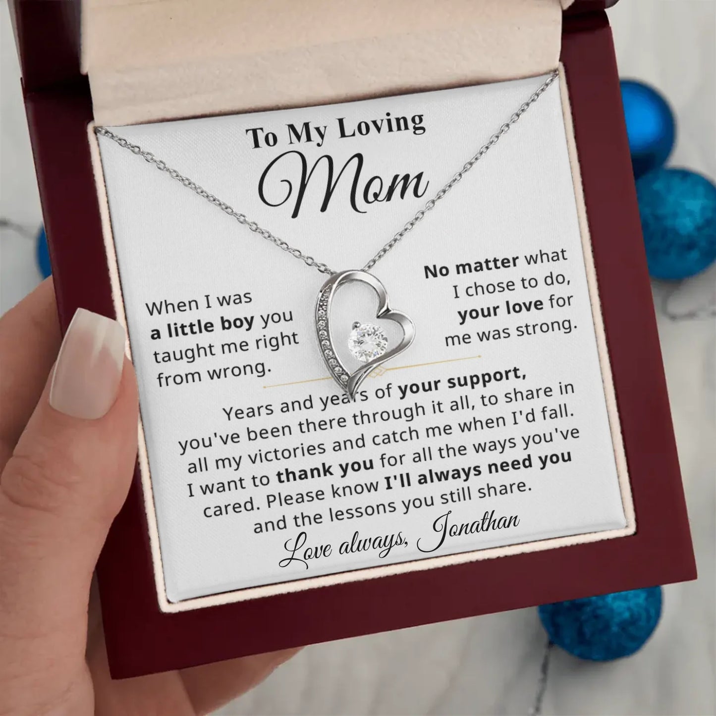 Gift For Mom From Son - Personalizable Necklace Gift Set - MN03