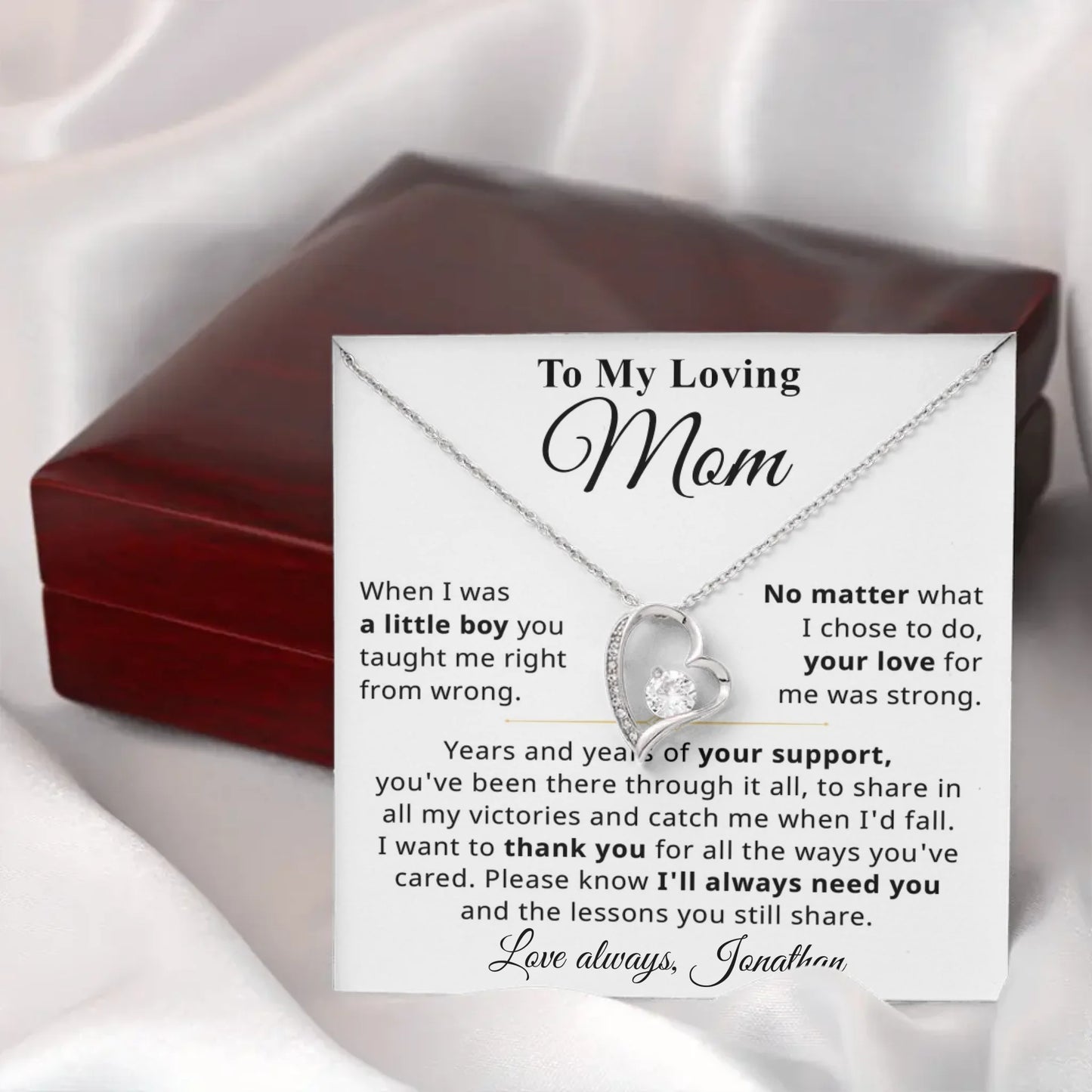 Gift For Mom From Son - Personalizable Necklace Gift Set - MN03