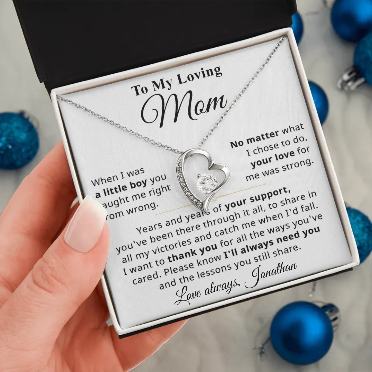 Gift For Mom From Son - Personalizable Necklace Gift Set - MN03