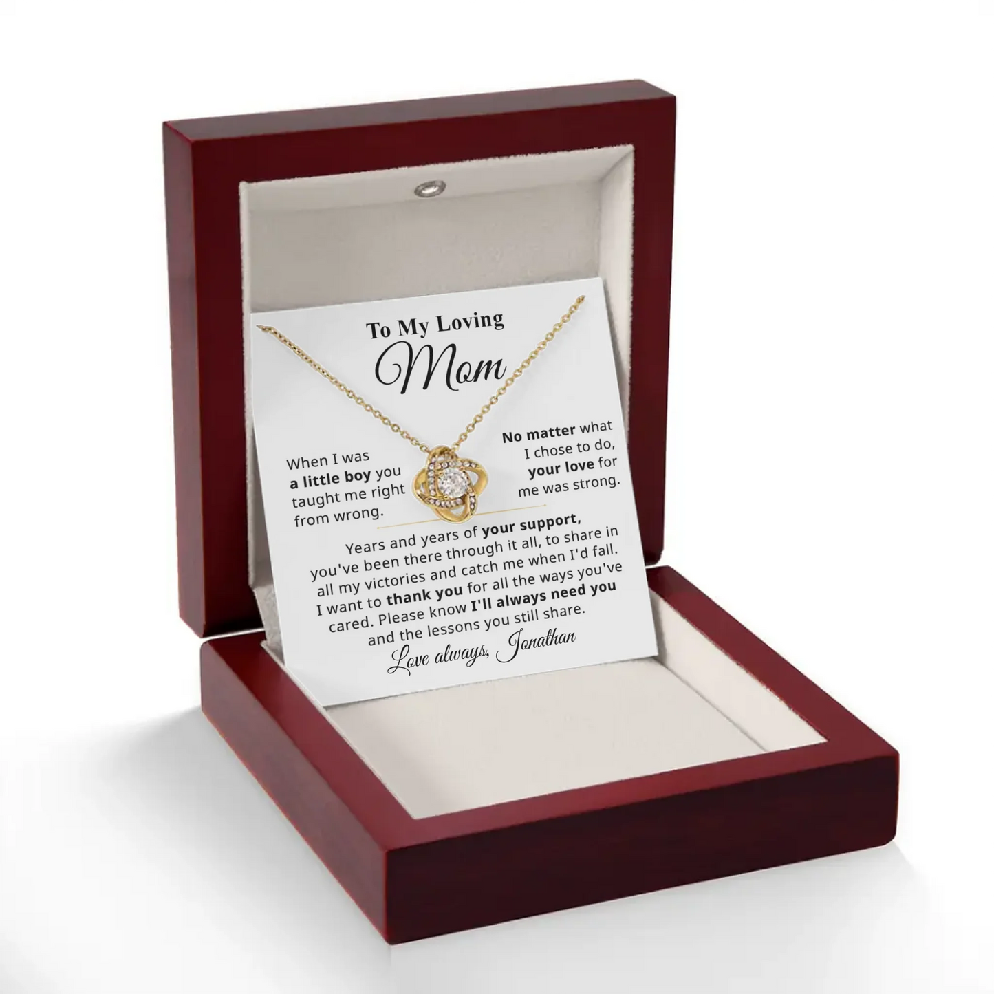 Mother's Day Gift For Mom From Son - Personalizable Necklace Gift Set - MN08