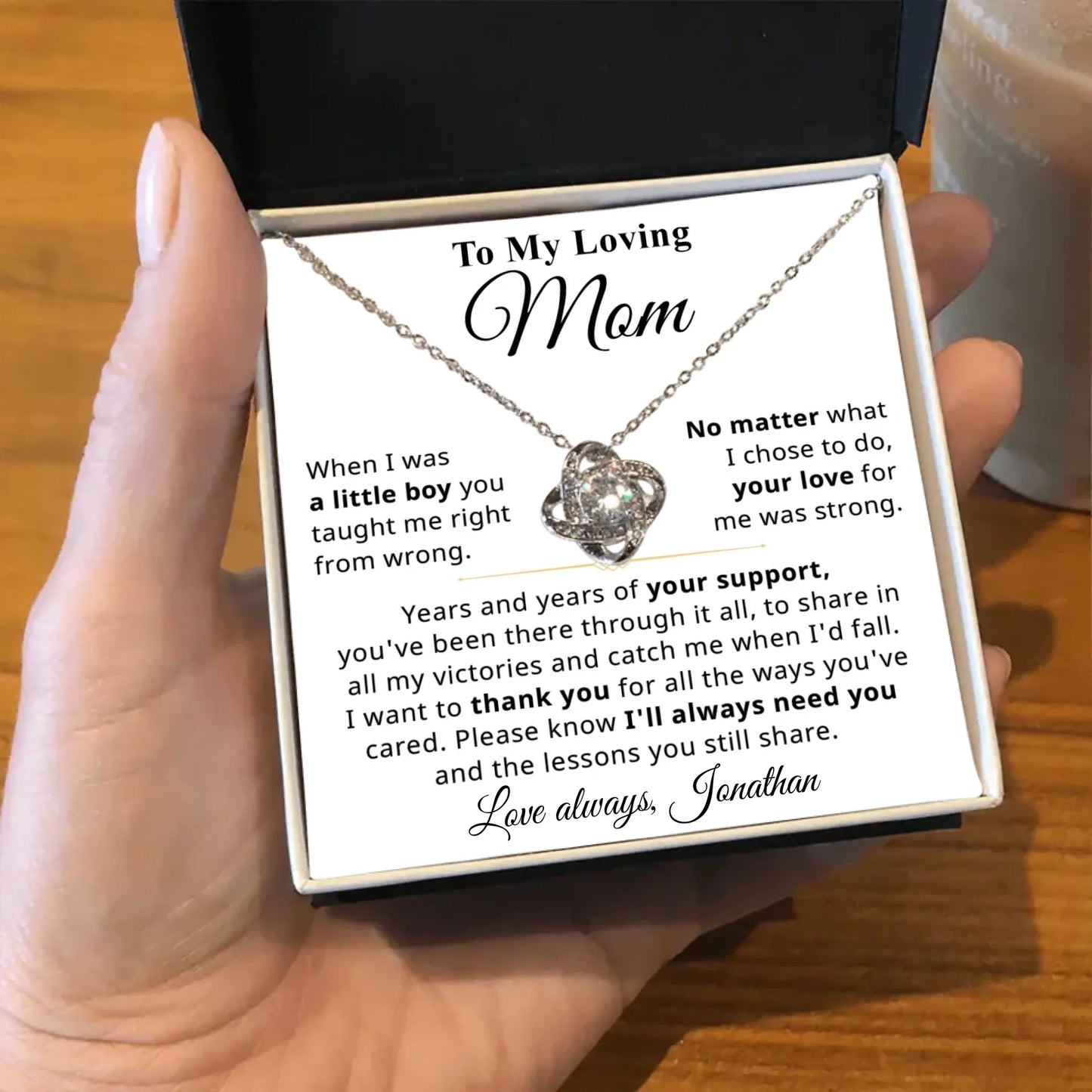 Mother's Day Gift For Mom From Son - Personalizable Necklace Gift Set - MN08