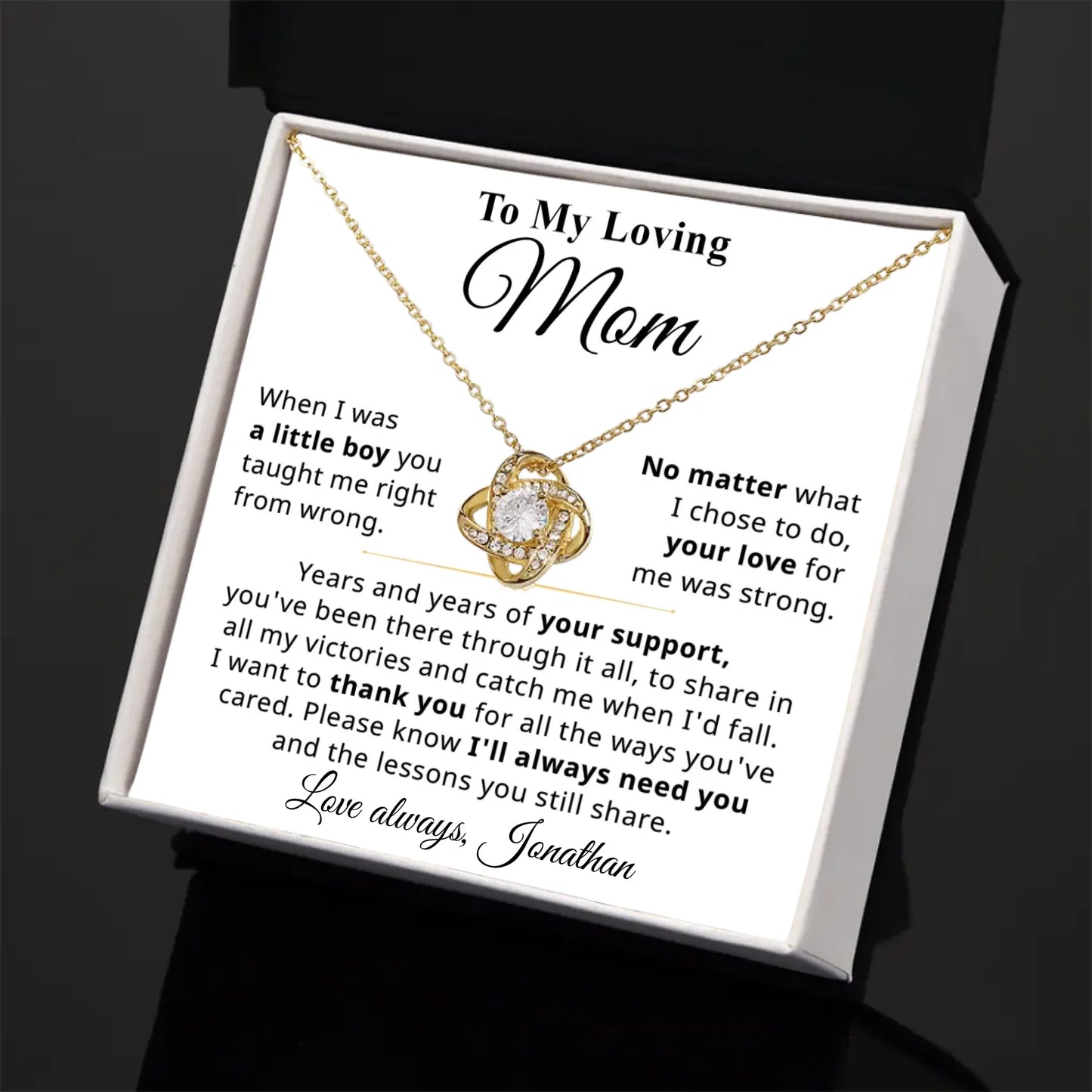 Mother's Day Gift For Mom From Son - Personalizable Necklace Gift Set - MN08