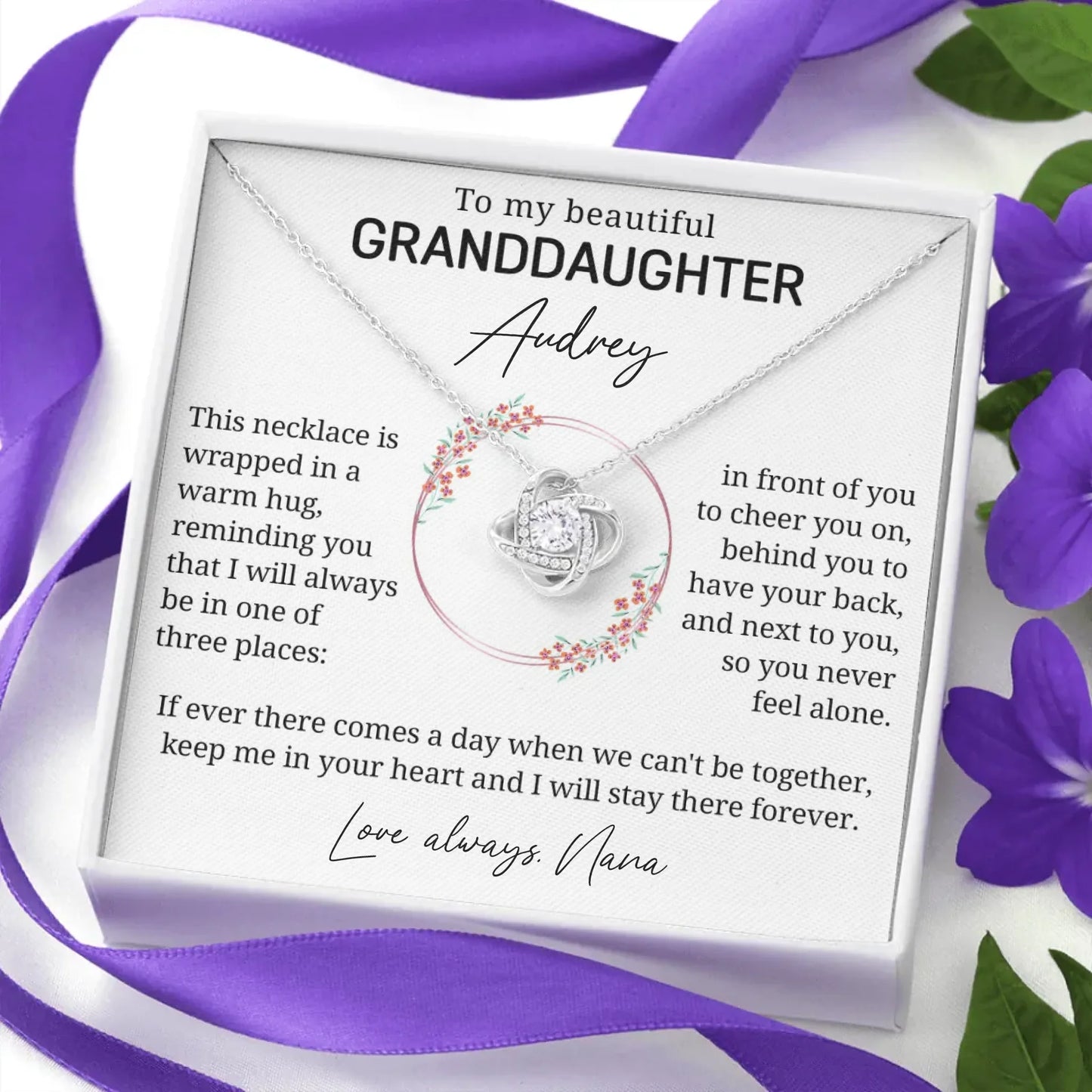Personalized Granddaughter Gift - Love Knot Necklace