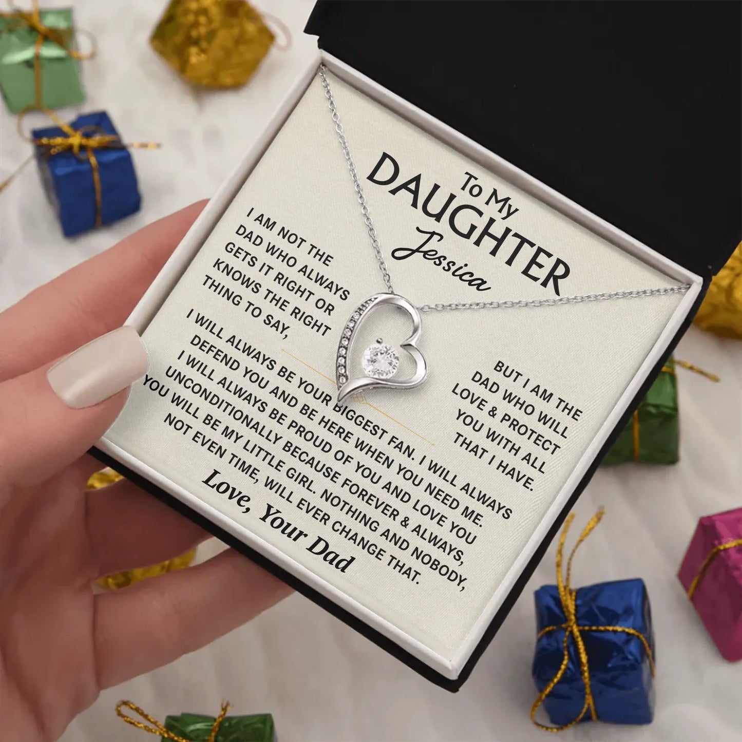 To My Daughter - From Dad - Personalized Necklace Gift Set - D18