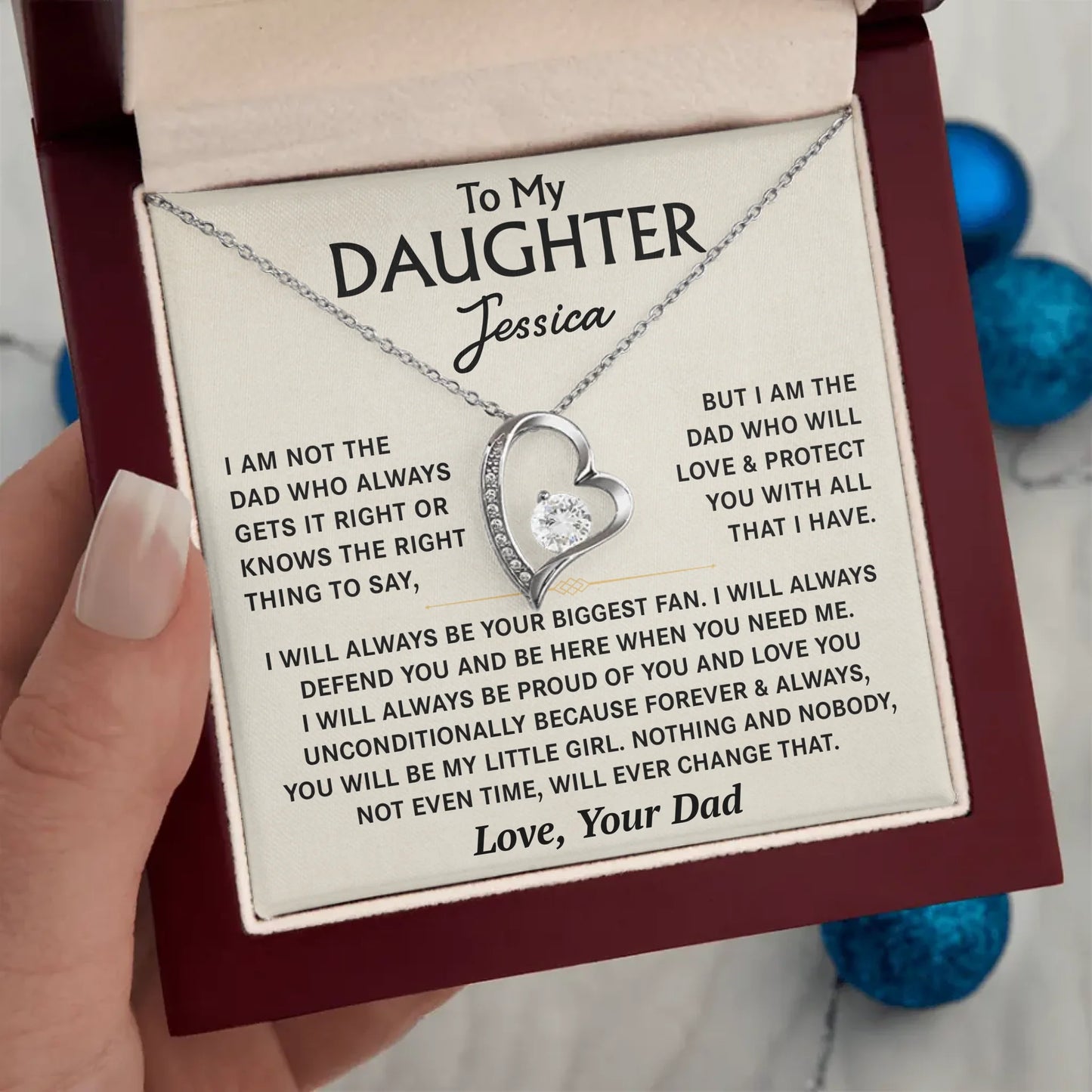 To My Daughter - From Dad - Personalized Necklace Gift Set - D18