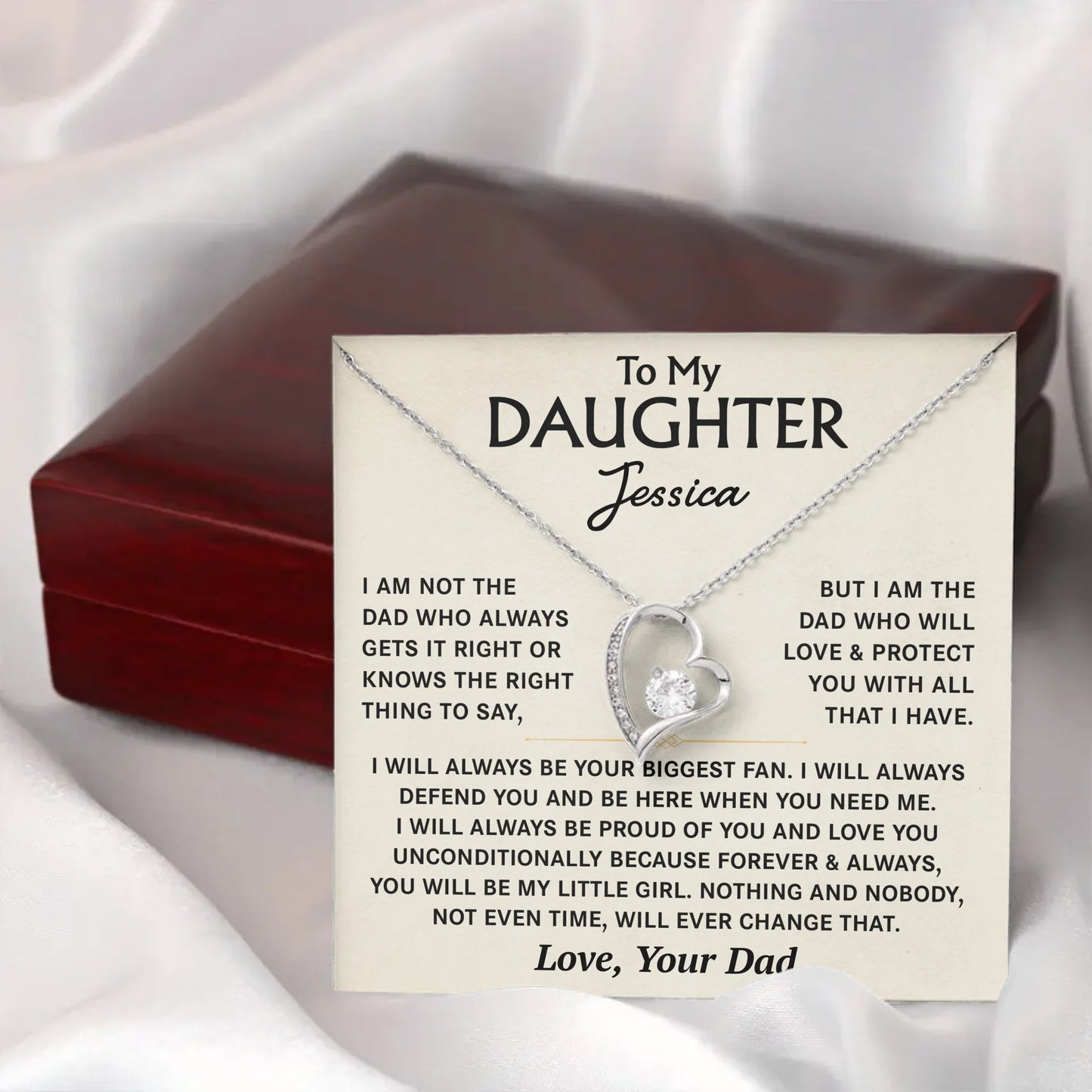 To My Daughter - From Dad - Personalized Necklace Gift Set - D18