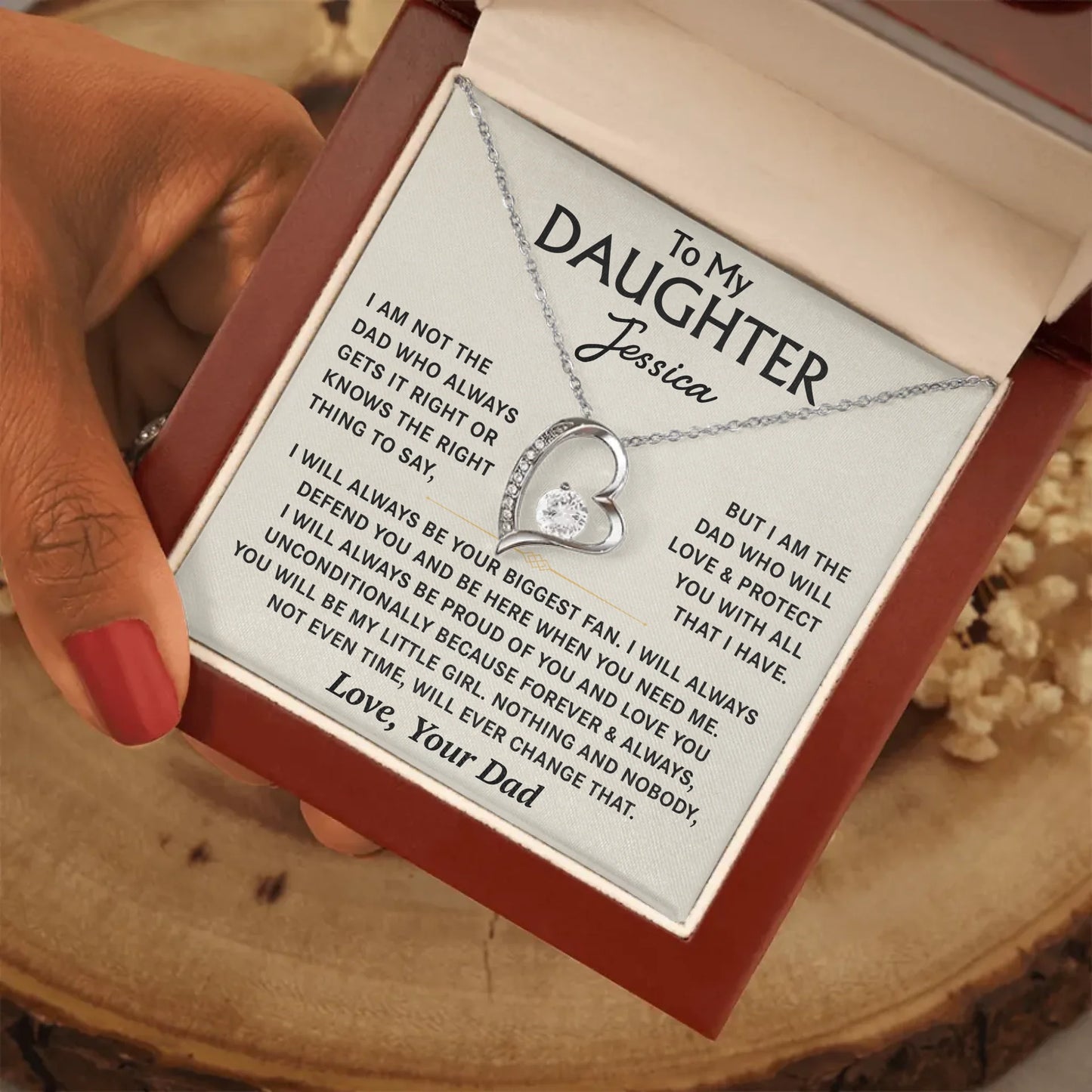 To My Daughter - From Dad - Personalized Necklace Gift Set - D18