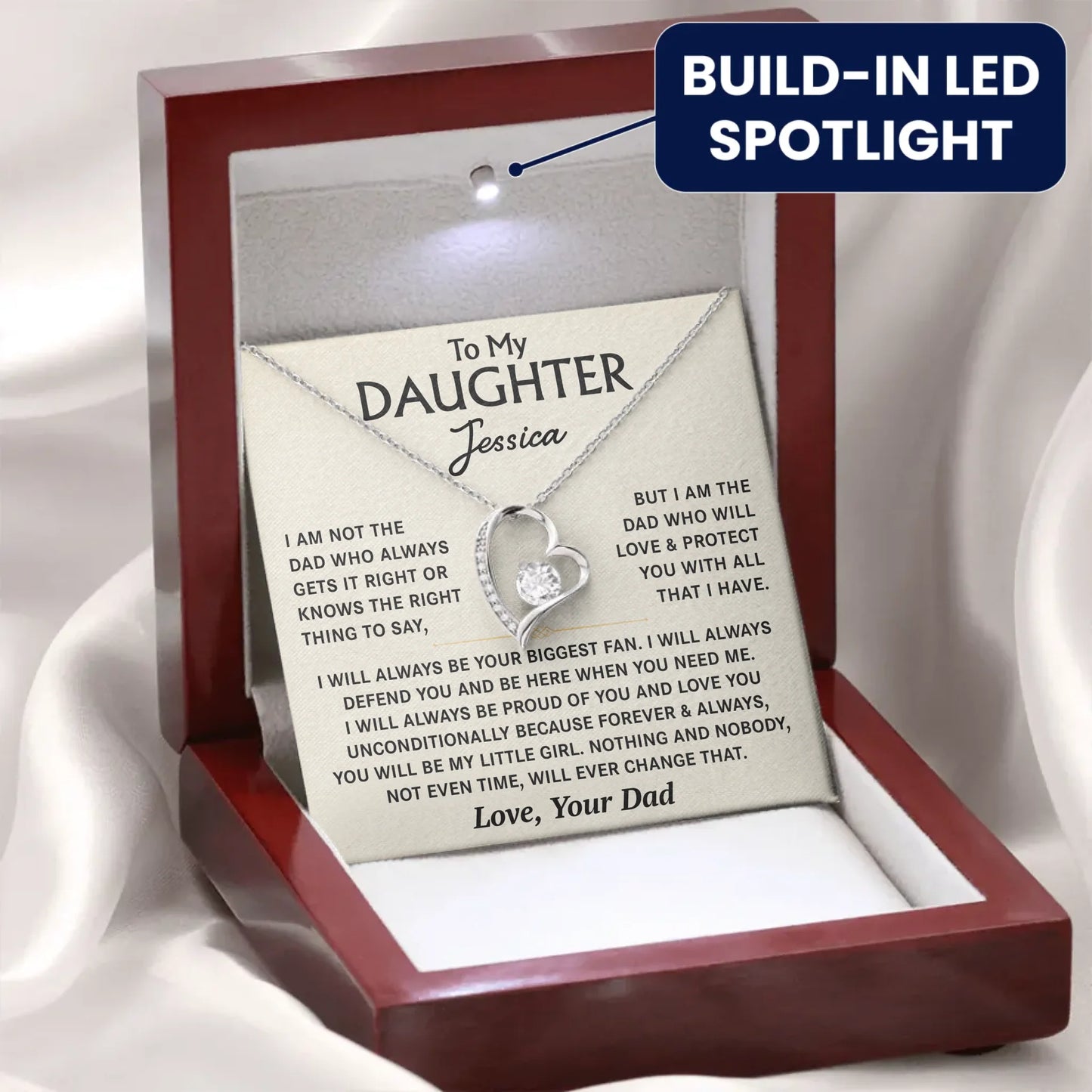 To My Daughter - From Dad - Personalized Necklace Gift Set - D18