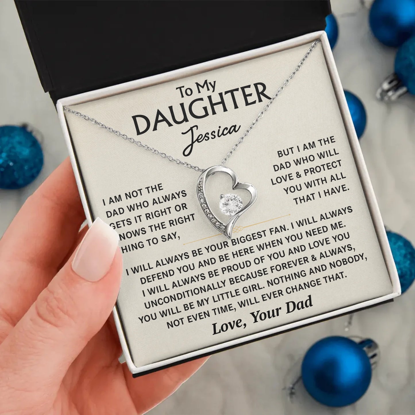 To My Daughter - From Dad - Personalized Necklace Gift Set - D18
