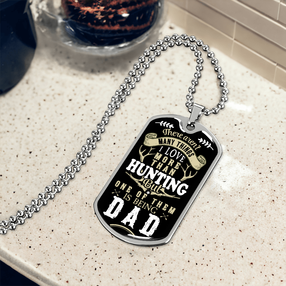Hunting Dad Dog Tag, Fathers Day Gift For Dad, Hunter Lover Luxury Military Necklace