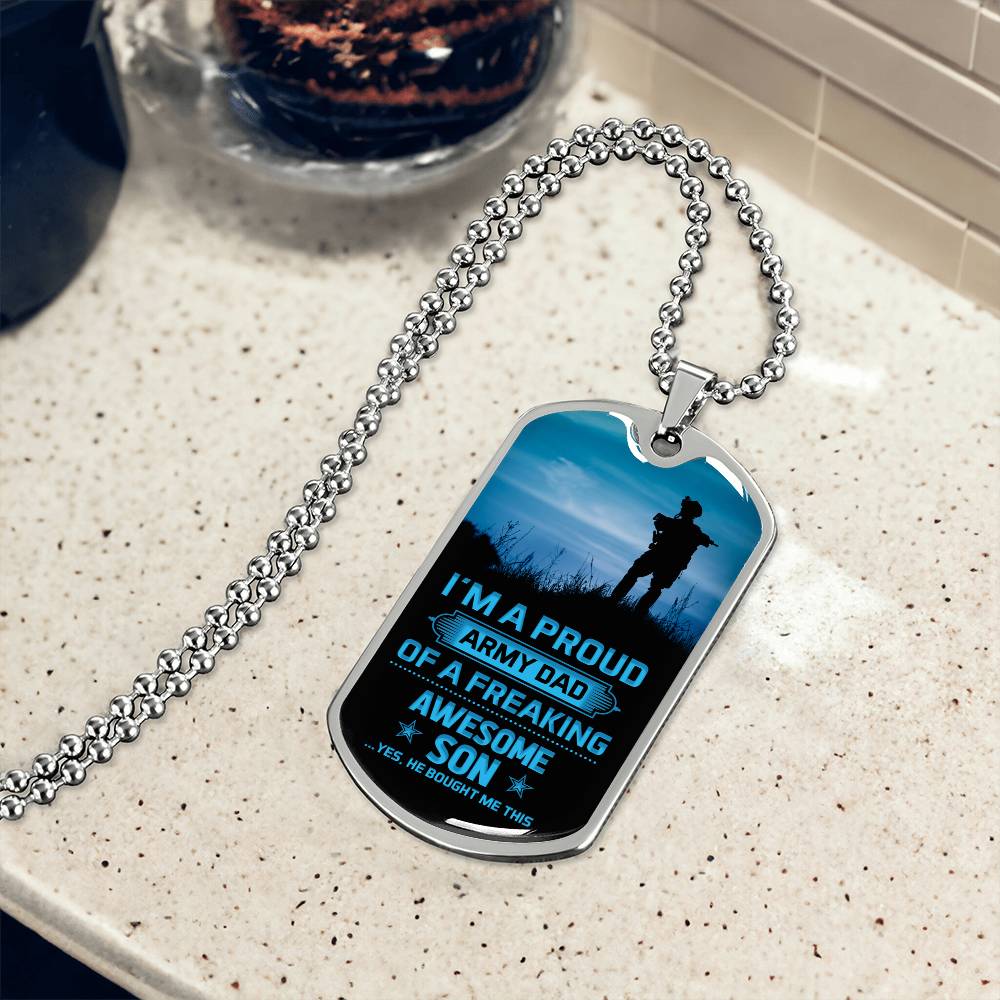 I'm a proud army dad Dog Tag, Father's Day Gift For Dad, Luxury Military Necklace