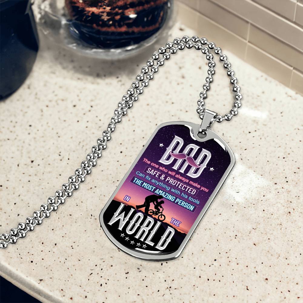 DAD the one - Dog Tag, Father's Day Gift For Dad, Luxury Military Necklace