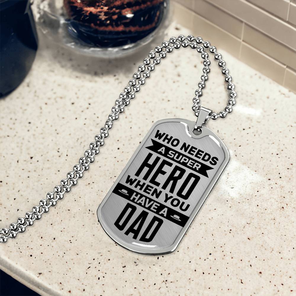 Super Hero Dad Dog Tag, Father's Day Gift For Dad, Luxury Military Necklace