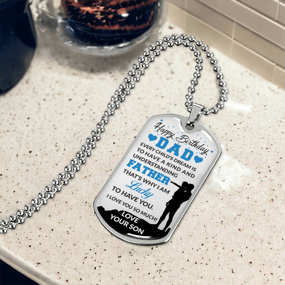 SON TO DAD Dog Tag, Father's Day Gift For Dad, Luxury Military Necklace
