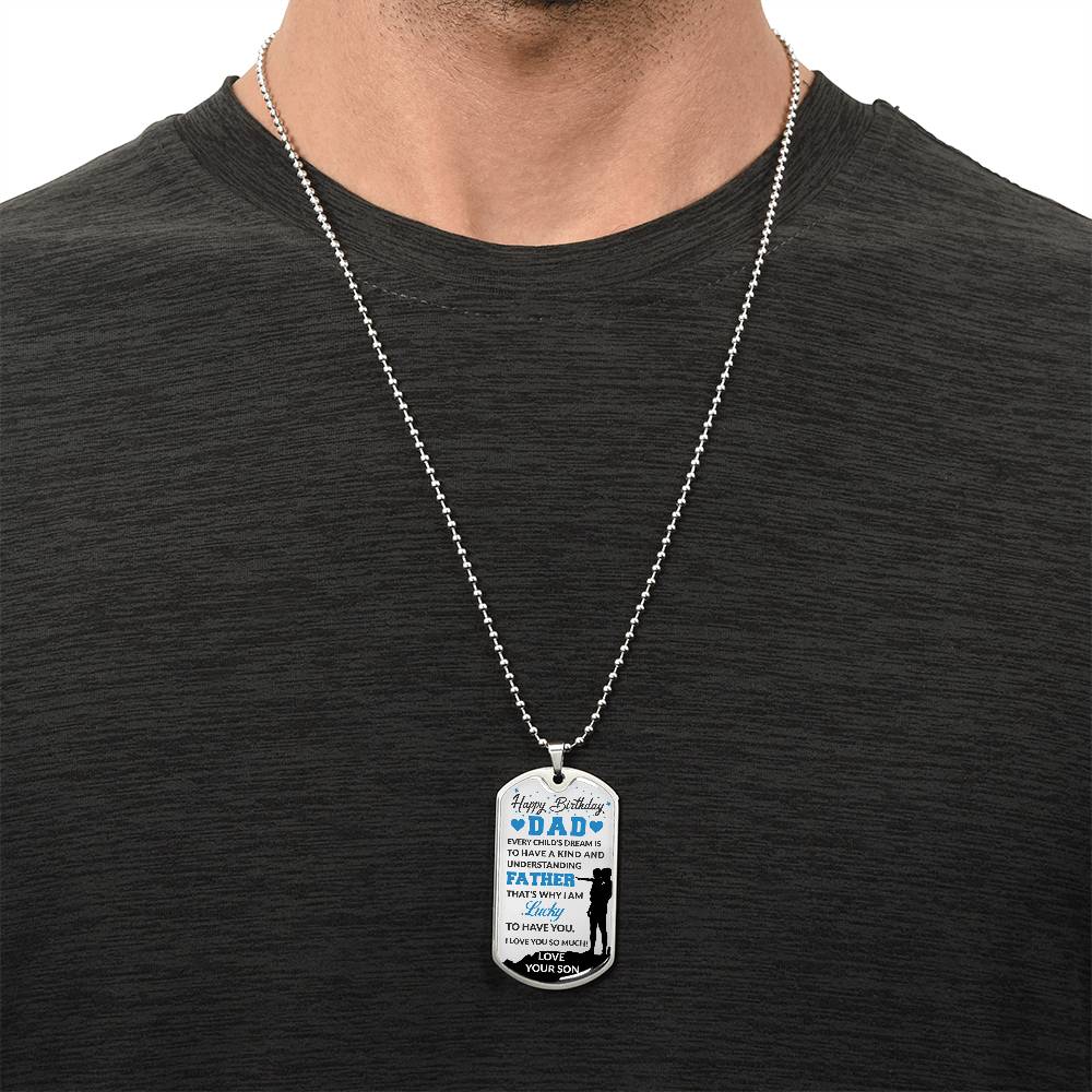 SON TO DAD Dog Tag, Father's Day Gift For Dad, Luxury Military Necklace