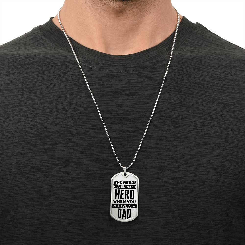 Super Hero Dad Dog Tag, Father's Day Gift For Dad, Luxury Military Necklace