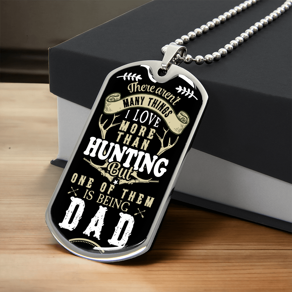 Hunting Dad Dog Tag, Fathers Day Gift For Dad, Hunter Lover Luxury Military Necklace
