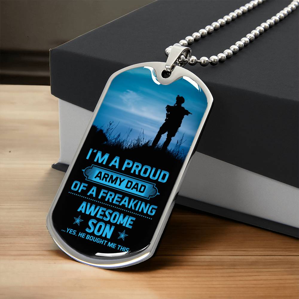 I'm a proud army dad Dog Tag, Father's Day Gift For Dad, Luxury Military Necklace