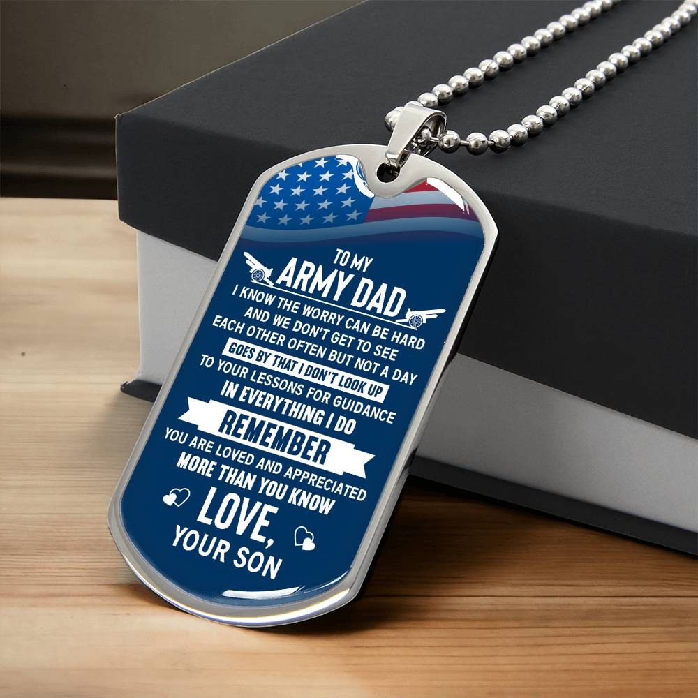 To my army dad Dog Tag, Father's Day Gift For Dad, Luxury Military Necklace