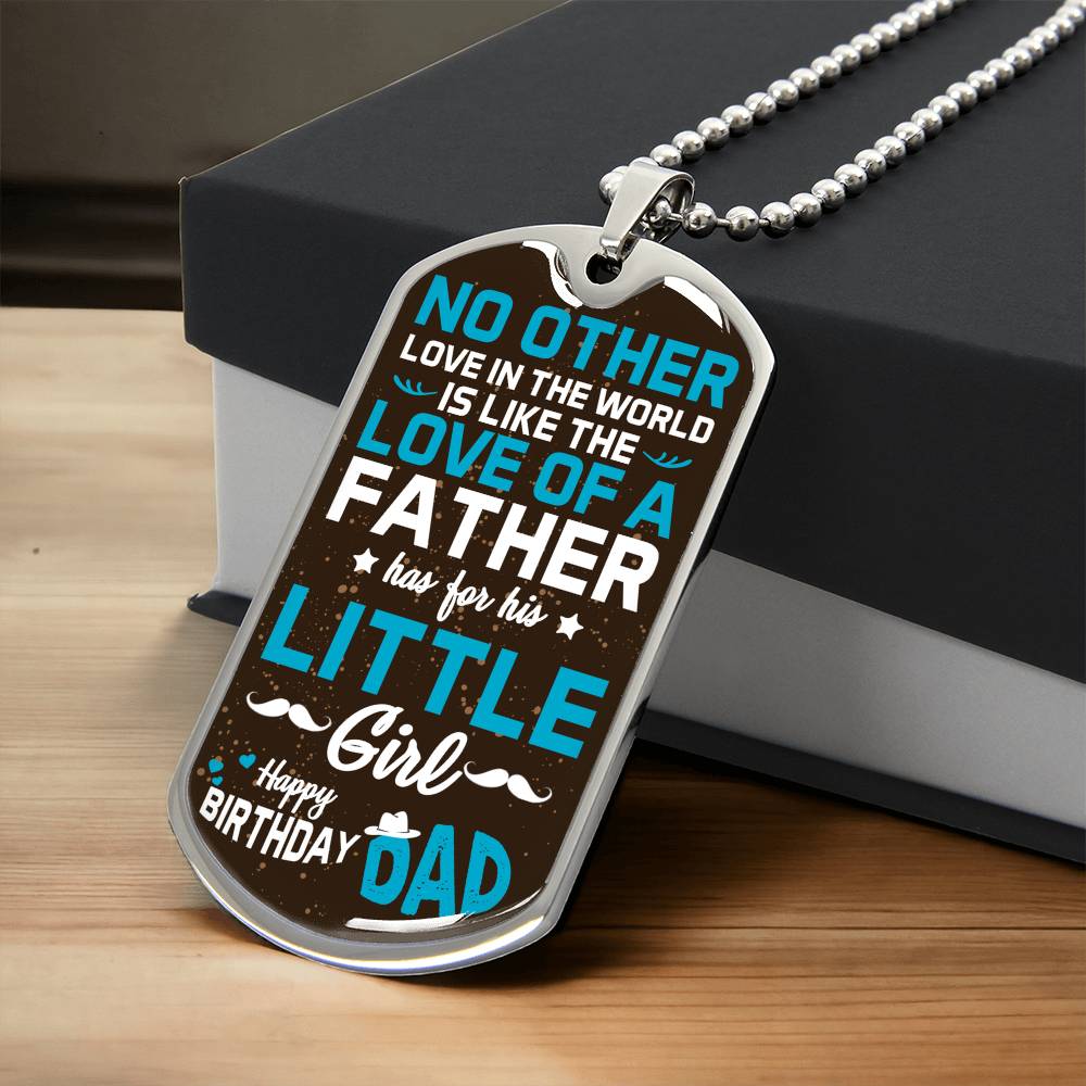 Daughter to father Dog Tag, Father's Day Gift For Dad, Luxury Military Necklace happy birthdeay dad