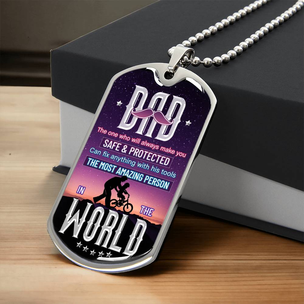 DAD the one - Dog Tag, Father's Day Gift For Dad, Luxury Military Necklace