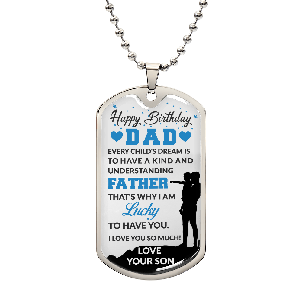 SON TO DAD Dog Tag, Father's Day Gift For Dad, Luxury Military Necklace
