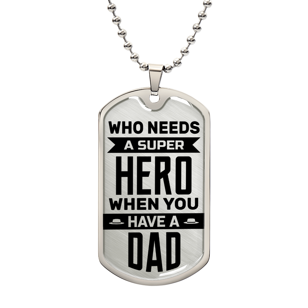 Super Hero Dad Dog Tag, Father's Day Gift For Dad, Luxury Military Necklace