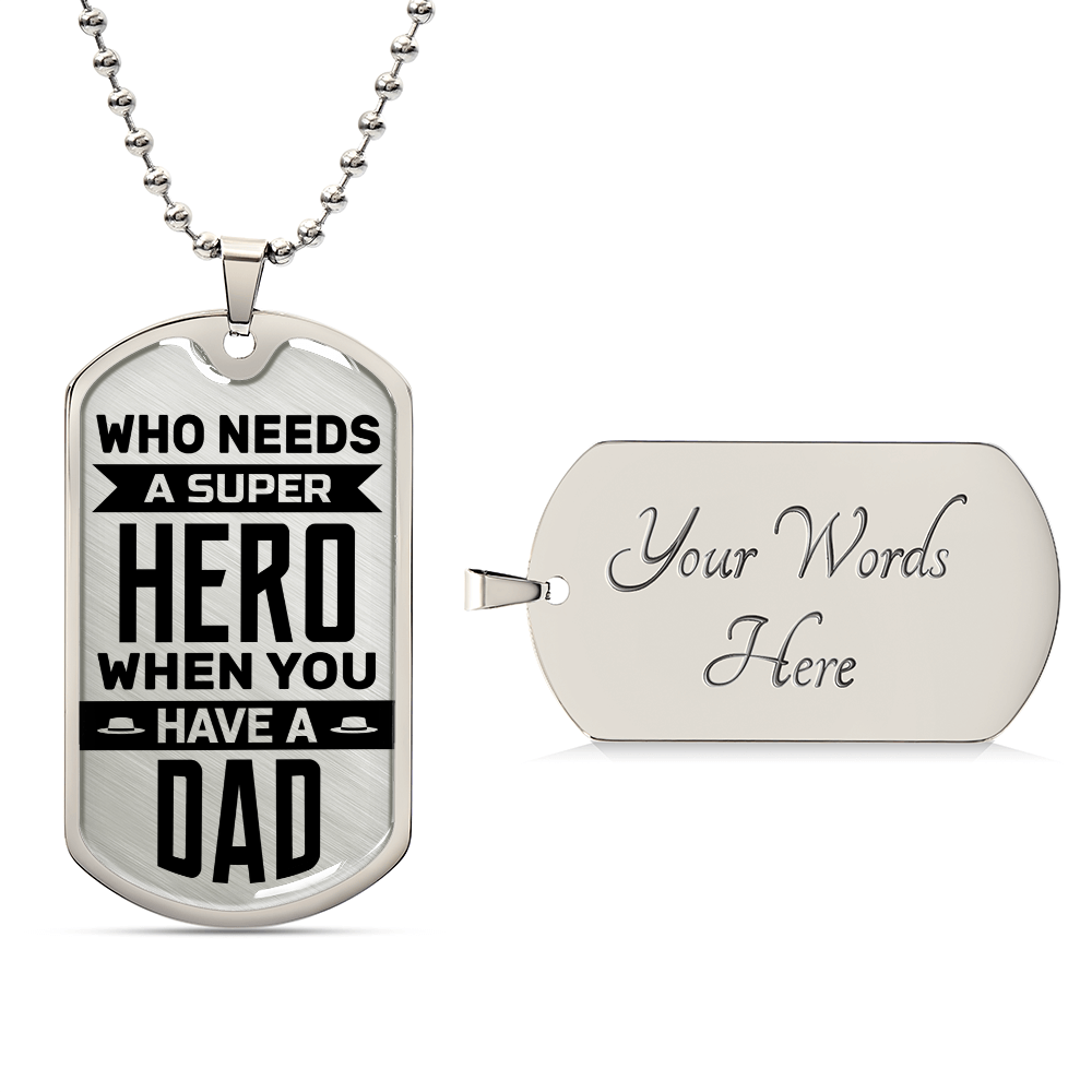 Super Hero Dad Dog Tag, Father's Day Gift For Dad, Luxury Military Necklace