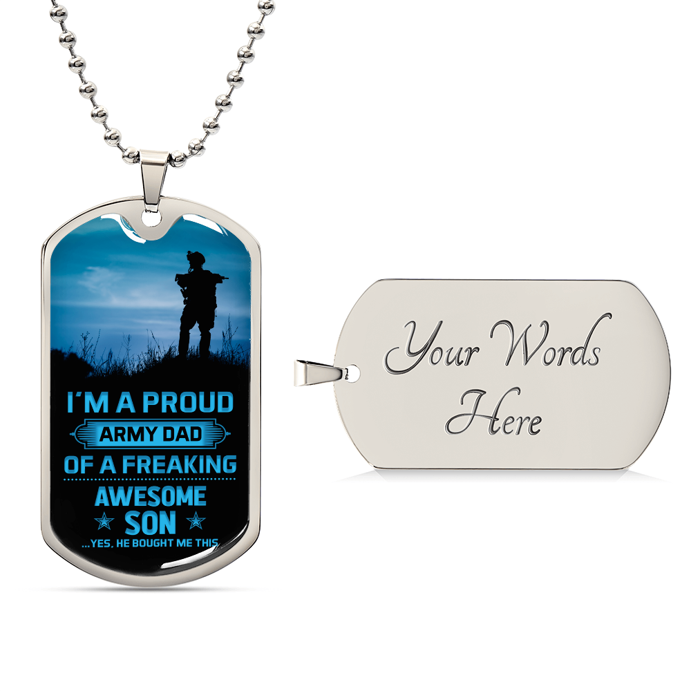 I'm a proud army dad Dog Tag, Father's Day Gift For Dad, Luxury Military Necklace