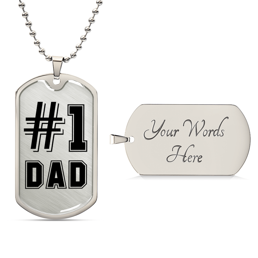 #1 Dad Dog Tag, Father's Day Gift For Dad, Luxury Military Necklace