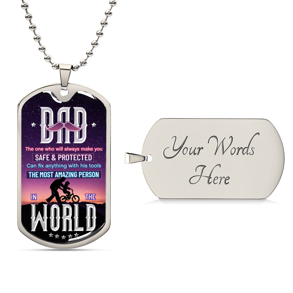 DAD the one - Dog Tag, Father's Day Gift For Dad, Luxury Military Necklace
