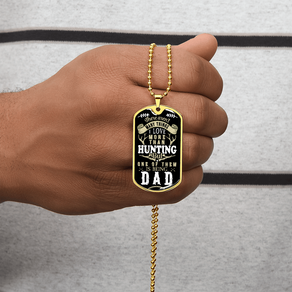 Hunting Dad Dog Tag, Fathers Day Gift For Dad, Hunter Lover Luxury Military Necklace
