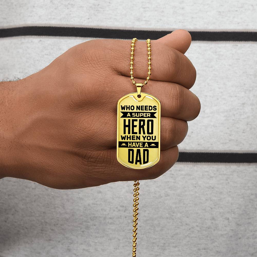 Super Hero Dad Dog Tag, Father's Day Gift For Dad, Luxury Military Necklace
