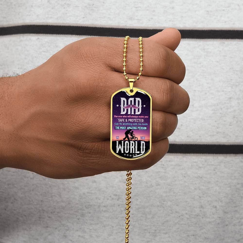 DAD the one - Dog Tag, Father's Day Gift For Dad, Luxury Military Necklace