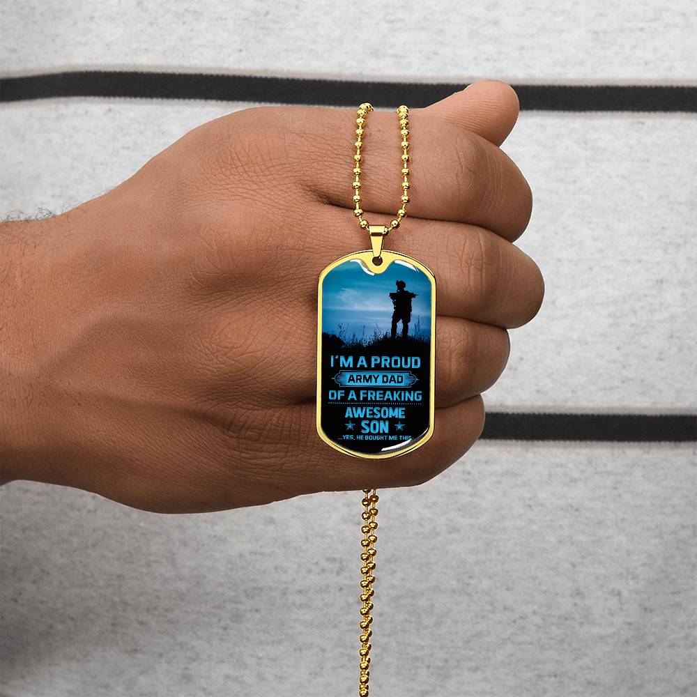 I'm a proud army dad Dog Tag, Father's Day Gift For Dad, Luxury Military Necklace