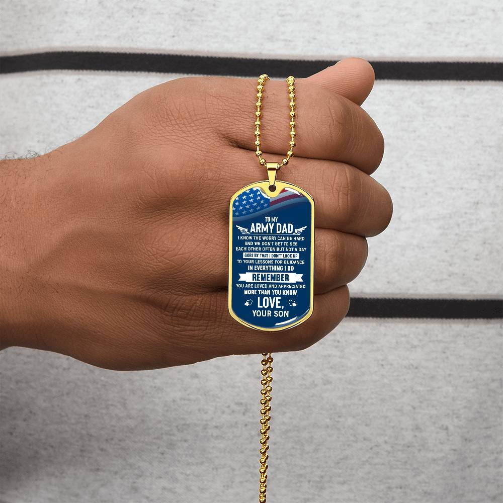 To my army dad Dog Tag, Father's Day Gift For Dad, Luxury Military Necklace