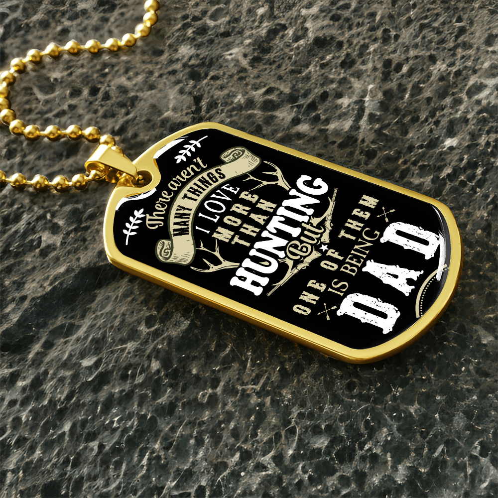 Hunting Dad Dog Tag, Fathers Day Gift For Dad, Hunter Lover Luxury Military Necklace