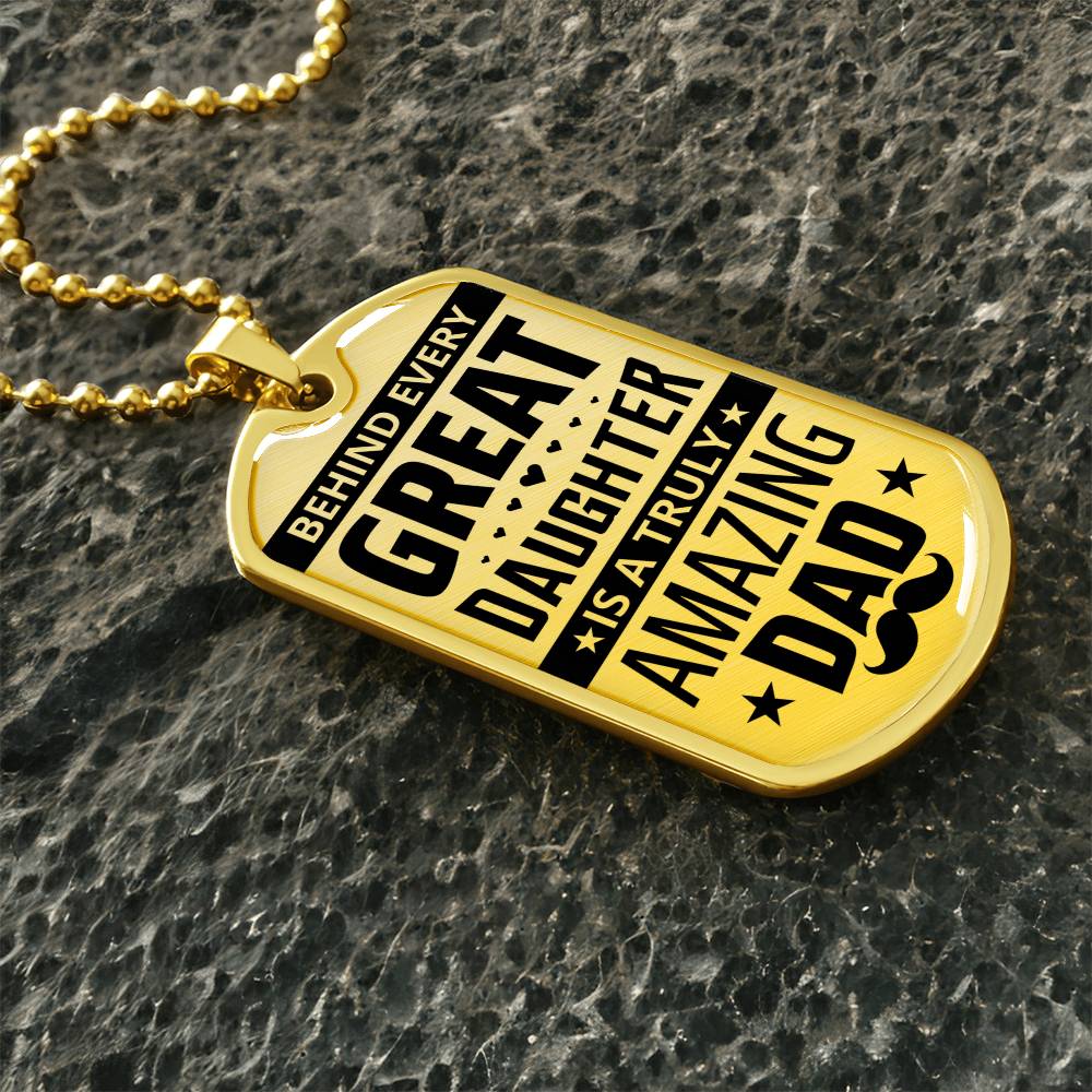 Dad Gift From Daughter Dog Tag, Father's Day Gift For Dad, Luxury Military Necklace