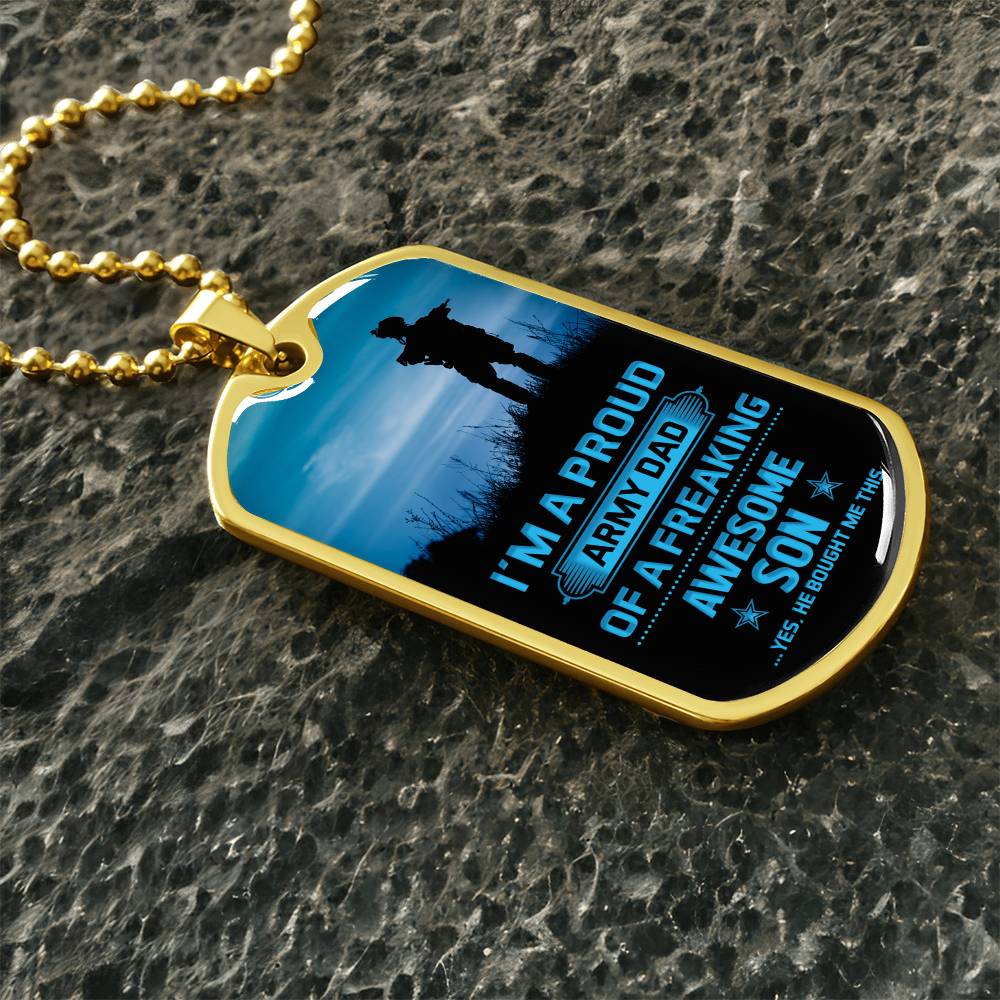 I'm a proud army dad Dog Tag, Father's Day Gift For Dad, Luxury Military Necklace