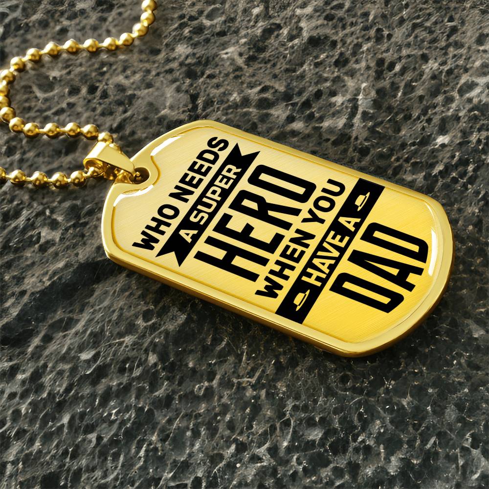 Super Hero Dad Dog Tag, Father's Day Gift For Dad, Luxury Military Necklace