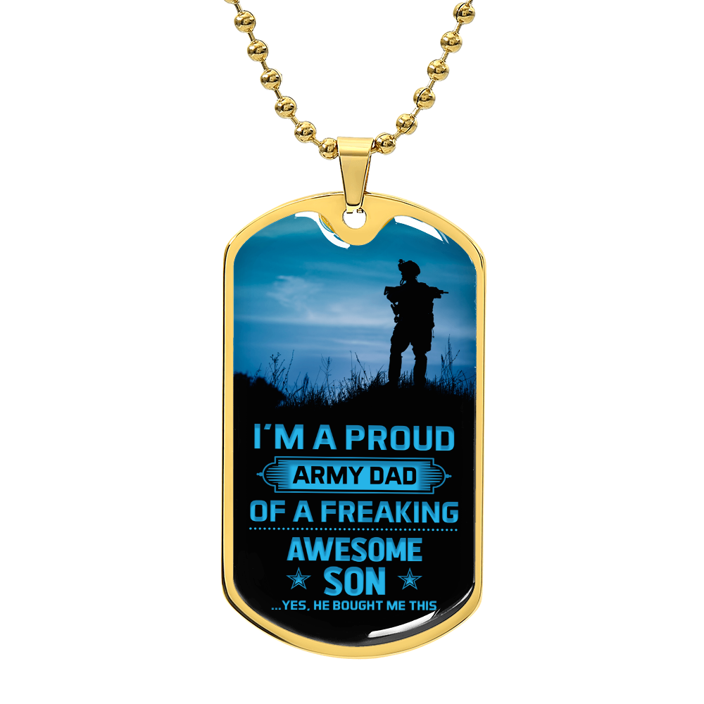 I'm a proud army dad Dog Tag, Father's Day Gift For Dad, Luxury Military Necklace