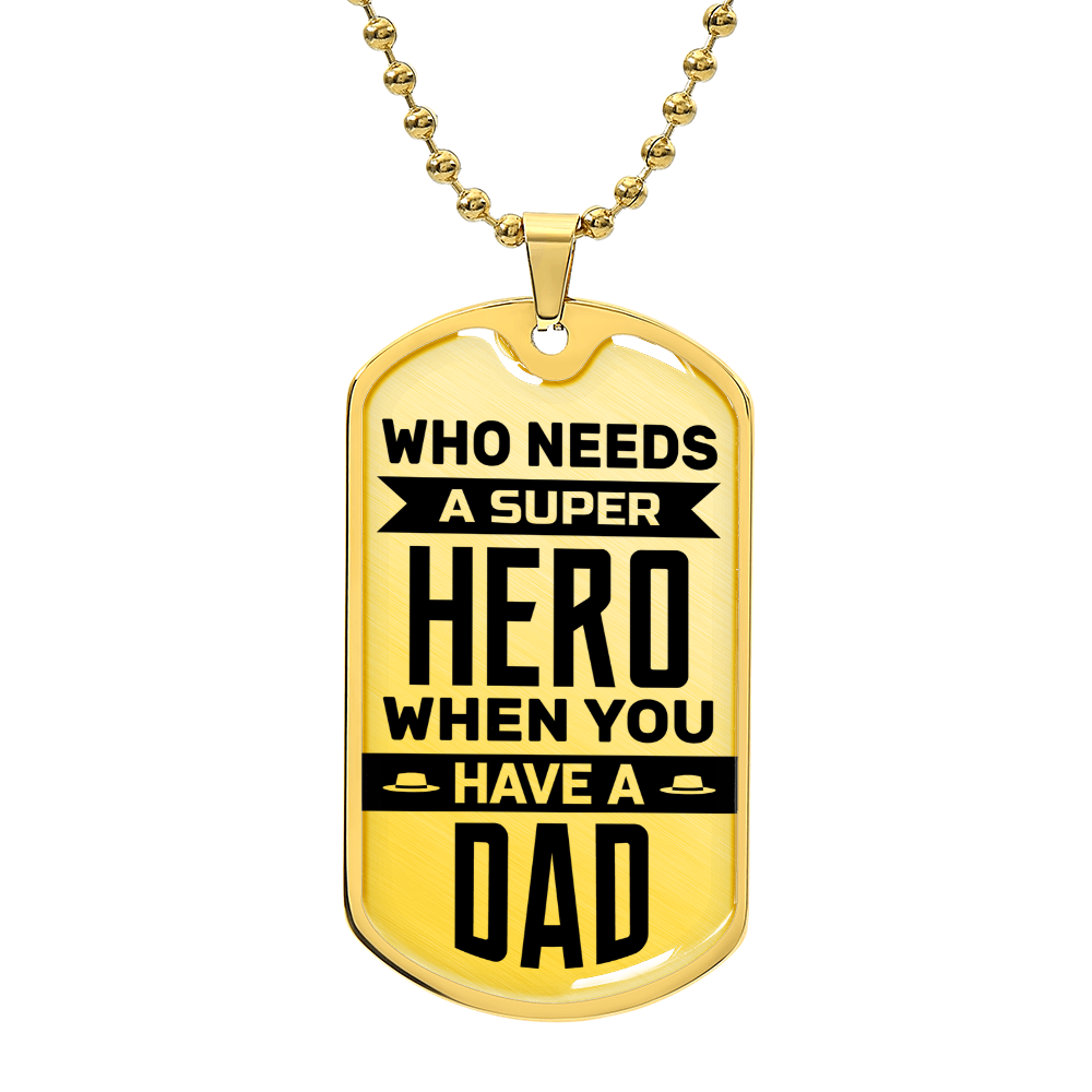 Super Hero Dad Dog Tag, Father's Day Gift For Dad, Luxury Military Necklace