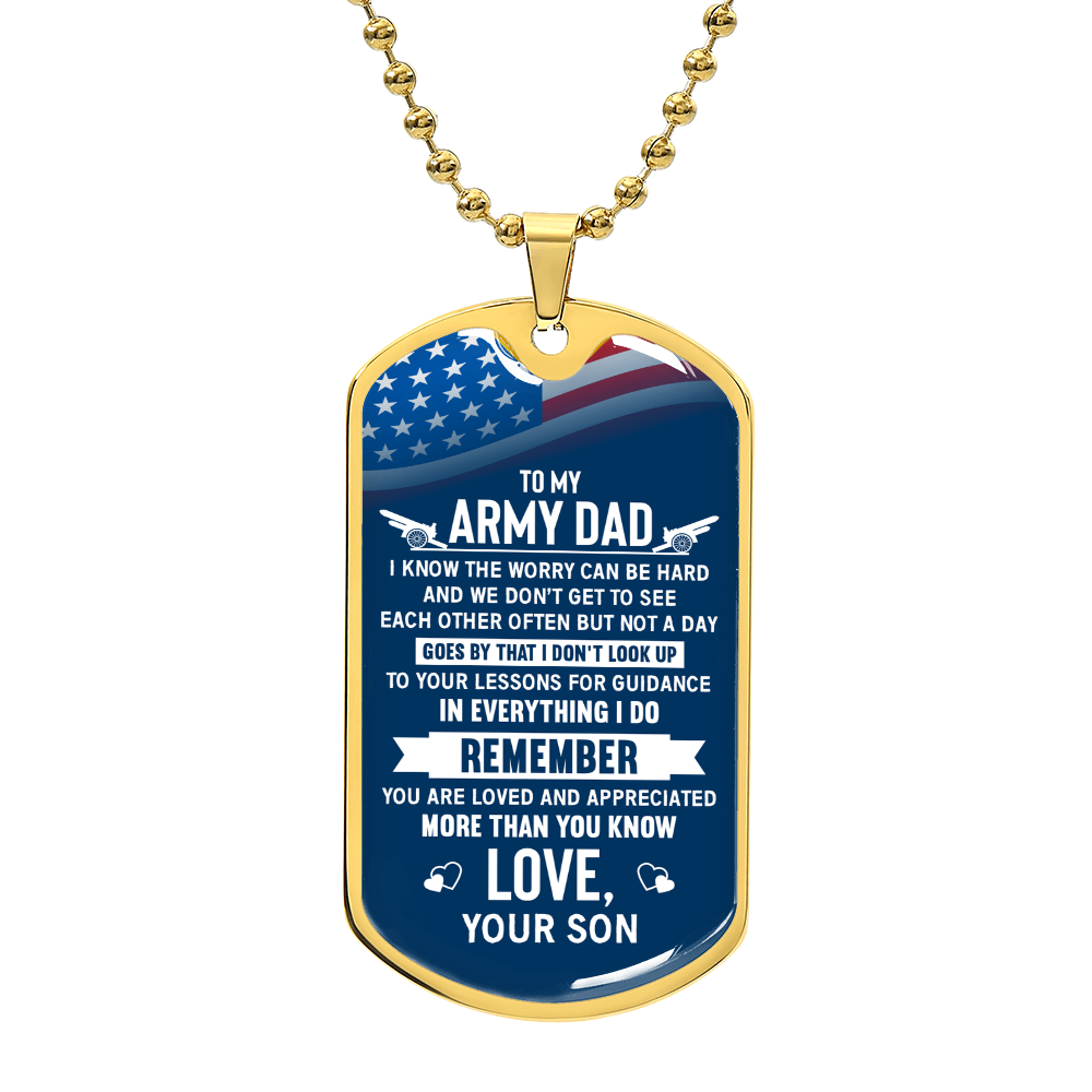 To my army dad Dog Tag, Father's Day Gift For Dad, Luxury Military Necklace