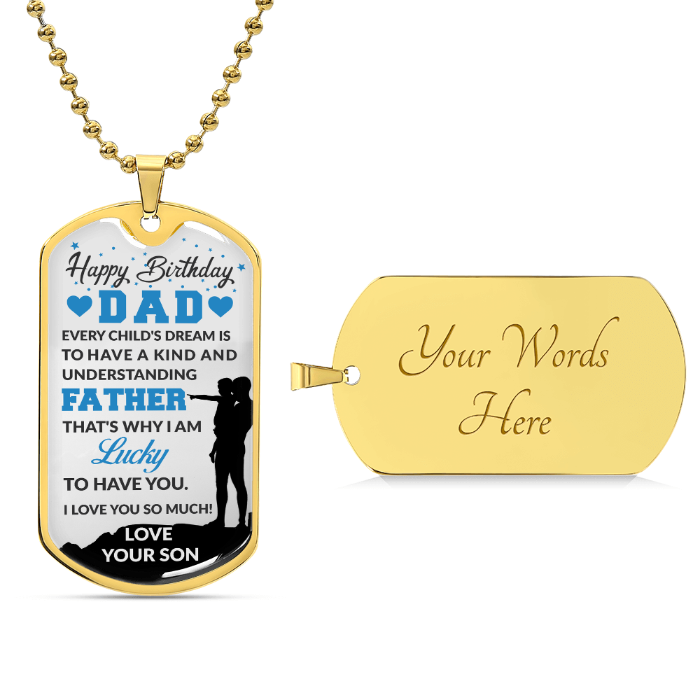 SON TO DAD Dog Tag, Father's Day Gift For Dad, Luxury Military Necklace