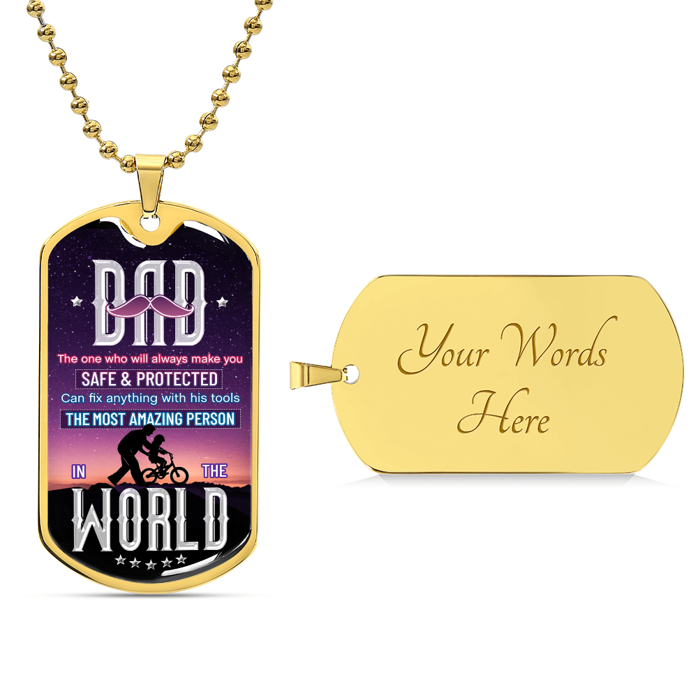DAD the one - Dog Tag, Father's Day Gift For Dad, Luxury Military Necklace
