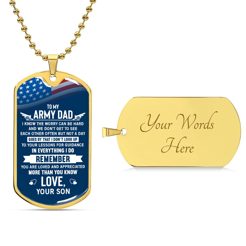To my army dad Dog Tag, Father's Day Gift For Dad, Luxury Military Necklace